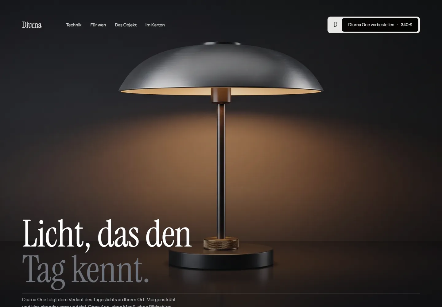Diurna — Ein Objekt, eine Seite.
